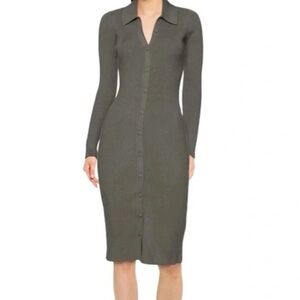 *NWT* Abercrombie & Fitch Polo Midi Sweater Dress in Olive Green